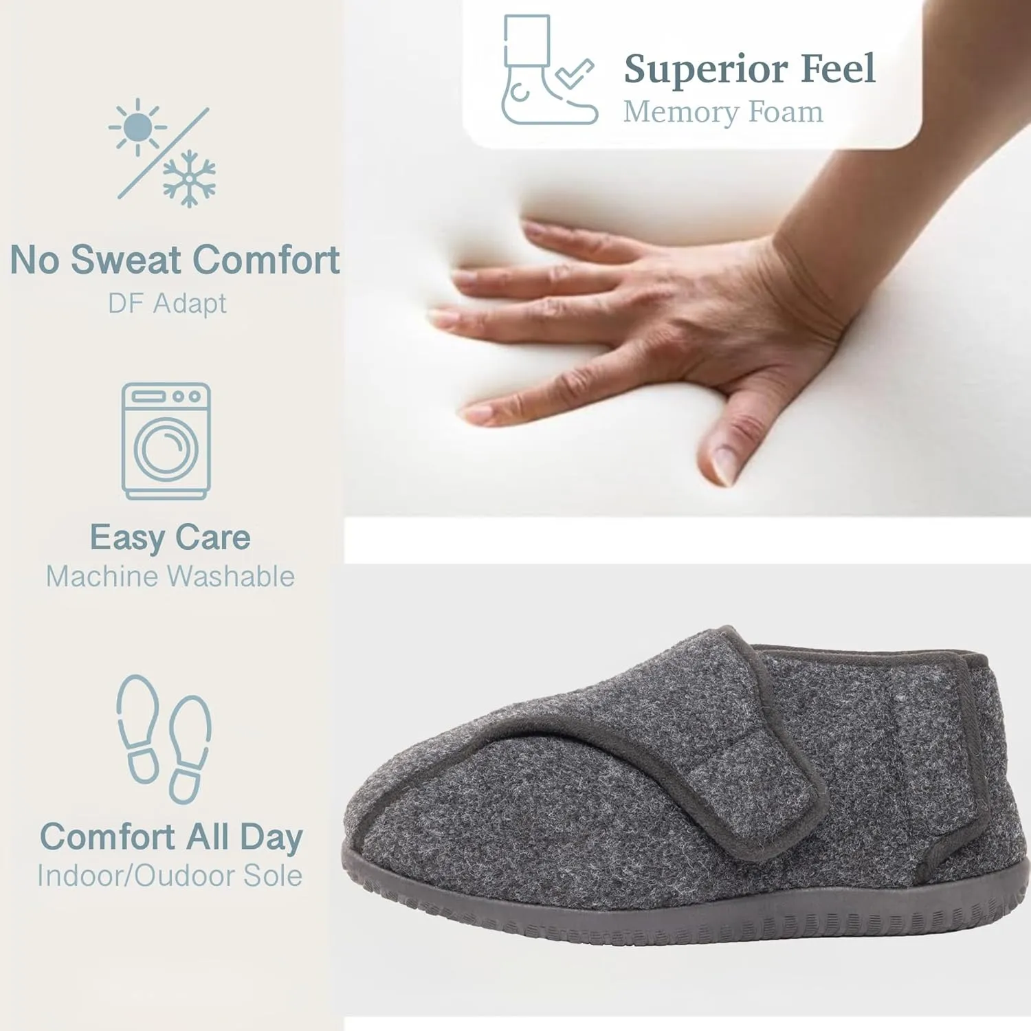 Diabetic Shoes for Men Extra Wide Width Adjustable Men's Diabetic Shoes with Plush Lining Diabetic Slippers for Men Extra Wide Width Foot Pain Relief