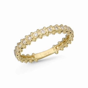 Diamond Bezel & Gold Ball Detail Ring