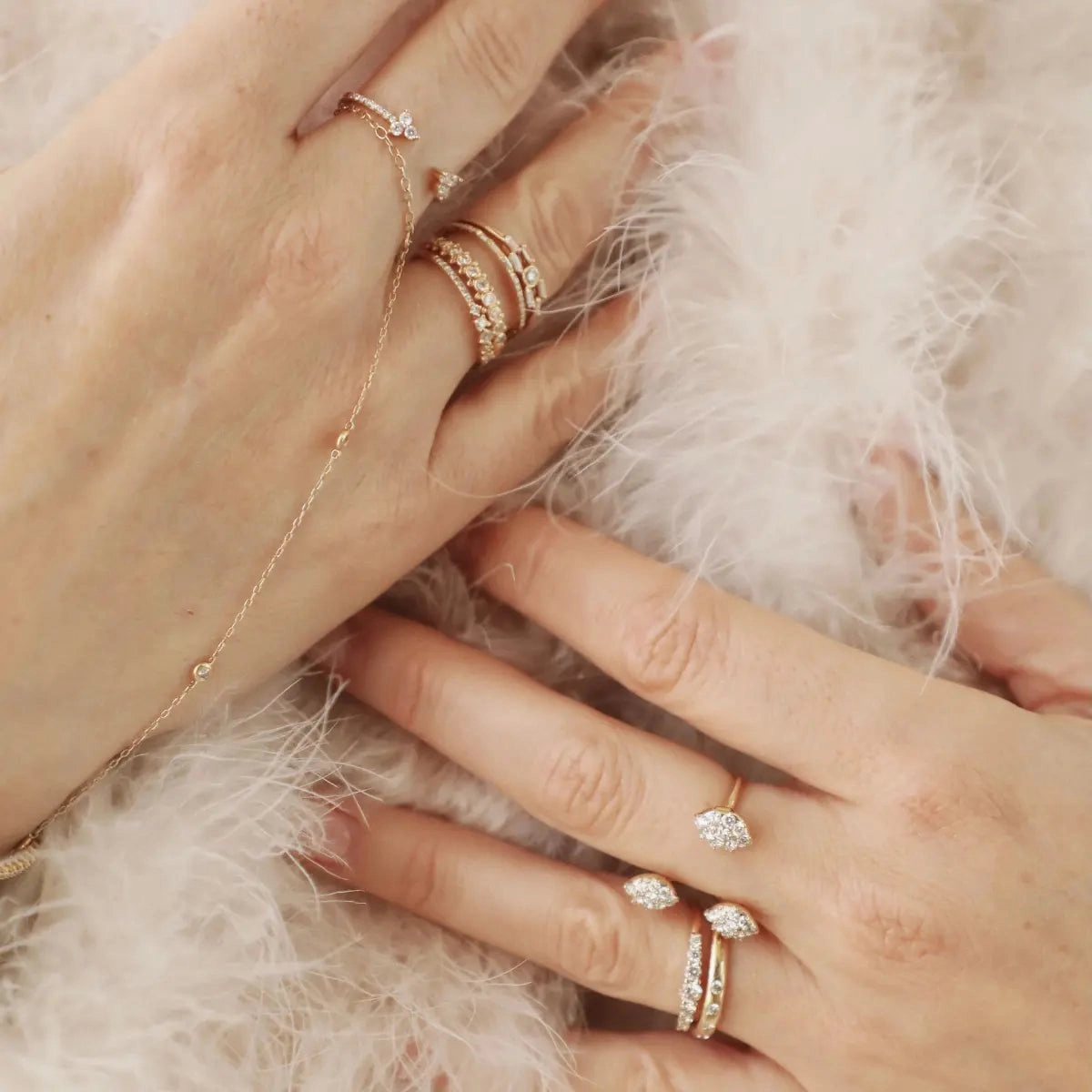 Diamond Bezel & Gold Ball Detail Ring