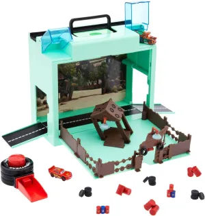 Disney Cars Disney Pixar Car Play Set - Toolbox Case with Lightning McQueen & Tow Mater Die Cast Cars, Launcher, Junkyard Shack and Accessories - Inspired by Disney Pixar Cars Films & Cars Land
