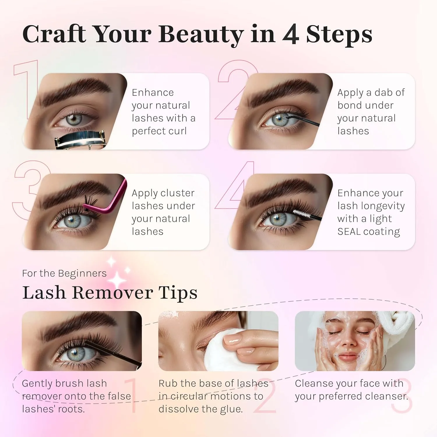DIY Lash Extensions Kit 280PCS Individual Lashes Clusters,9-16mm MIX 30D Fluffy and Natural False Eyelashes,Wispy and Volumn,with Lash Bond and Seal,Tweezers,Glue Remover,Easy Use At Home