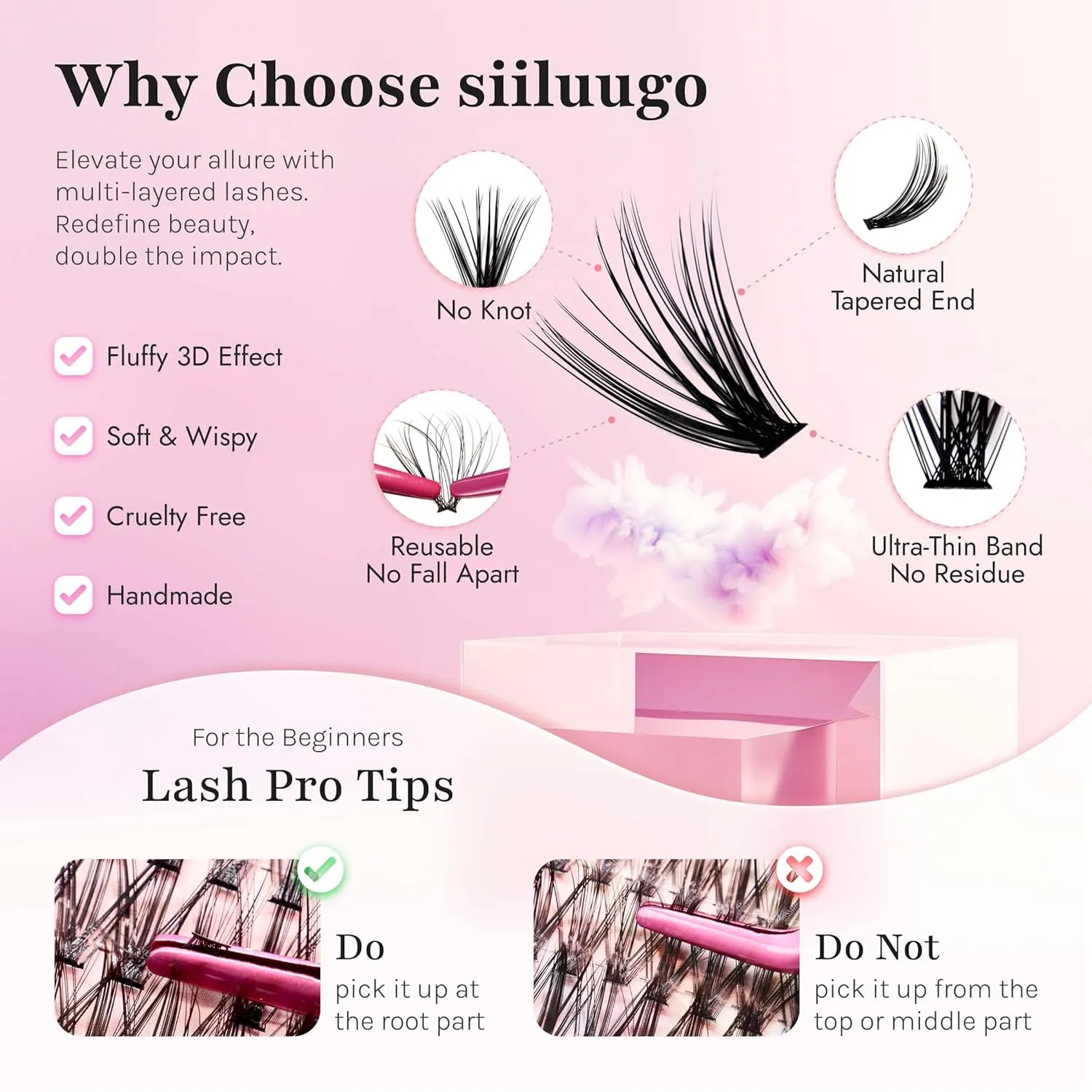 DIY Lash Extensions Kit 280PCS Individual Lashes Clusters,9-16mm MIX 30D Fluffy and Natural False Eyelashes,Wispy and Volumn,with Lash Bond and Seal,Tweezers,Glue Remover,Easy Use At Home