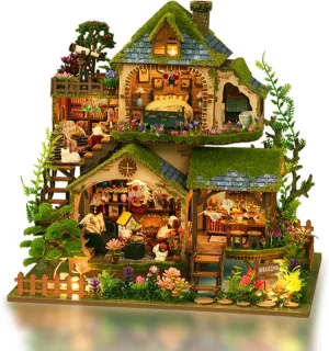 DIY Miniature Dollhouse Kit, Mini House Making Kit with Furnitures, Tiny House Kit to Build for Adults, Hobby Craft Gift for Fathers Day, Forest Adventure
