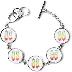 DIYthinker Colorful Hand Painted Canvas Shoes Pattern Bracelet Chain Charm Bangle Jewelry