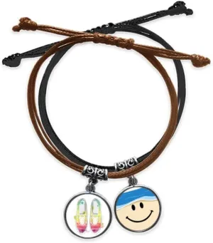 DIYthinker Colorful Hand Painted Canvas Shoes Pattern Bracelet Rope Hand Chain Leather Smiling Face Wristband