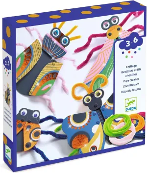 DJECO Fuzzy Bug Craft Kit - Make Your Own 3D Bugs with Pom Poms for Home, School or Gifts - Fun & Creative for Family & Friends - Educational Art Crafts for Preschool, Kids 3 