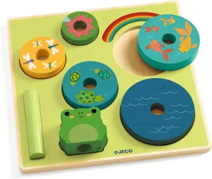 DJECO Puzz & Stack Rainbow Wooden Puzzle - Cute Stacking Game for Kids - Fun & Engaging Activity for Friends & Family, Adorable Toys for Children 18  Months Girls & Boys