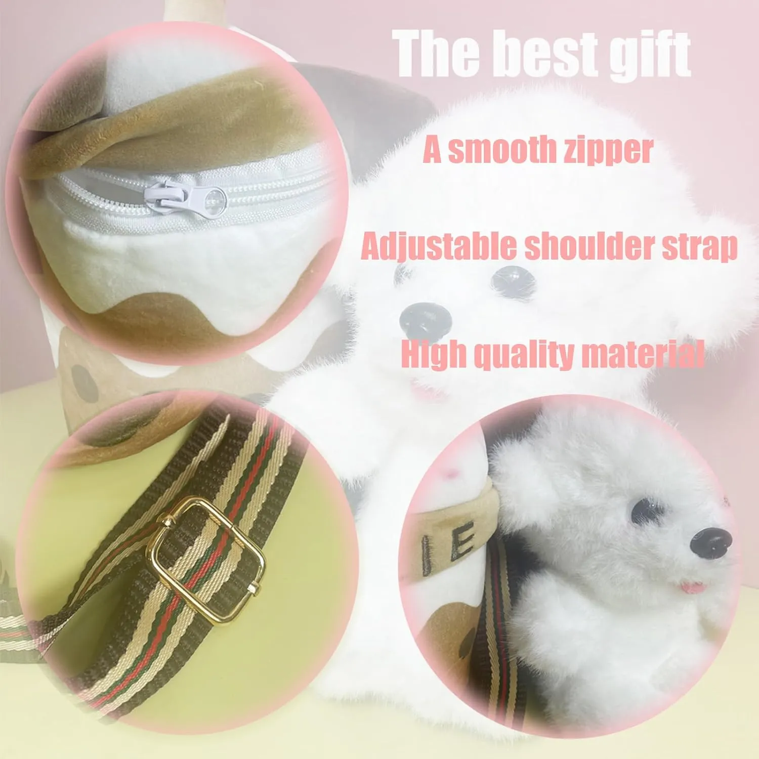 Dog Stuffed Animals，Dog Plush Cute Stuffed Plush Bubble Tea Food Milk Cup Plushie Stuffed Animal Backpack Cute Crossbody Bag with A Puppy Stuffed Animal (Size : 10IN)