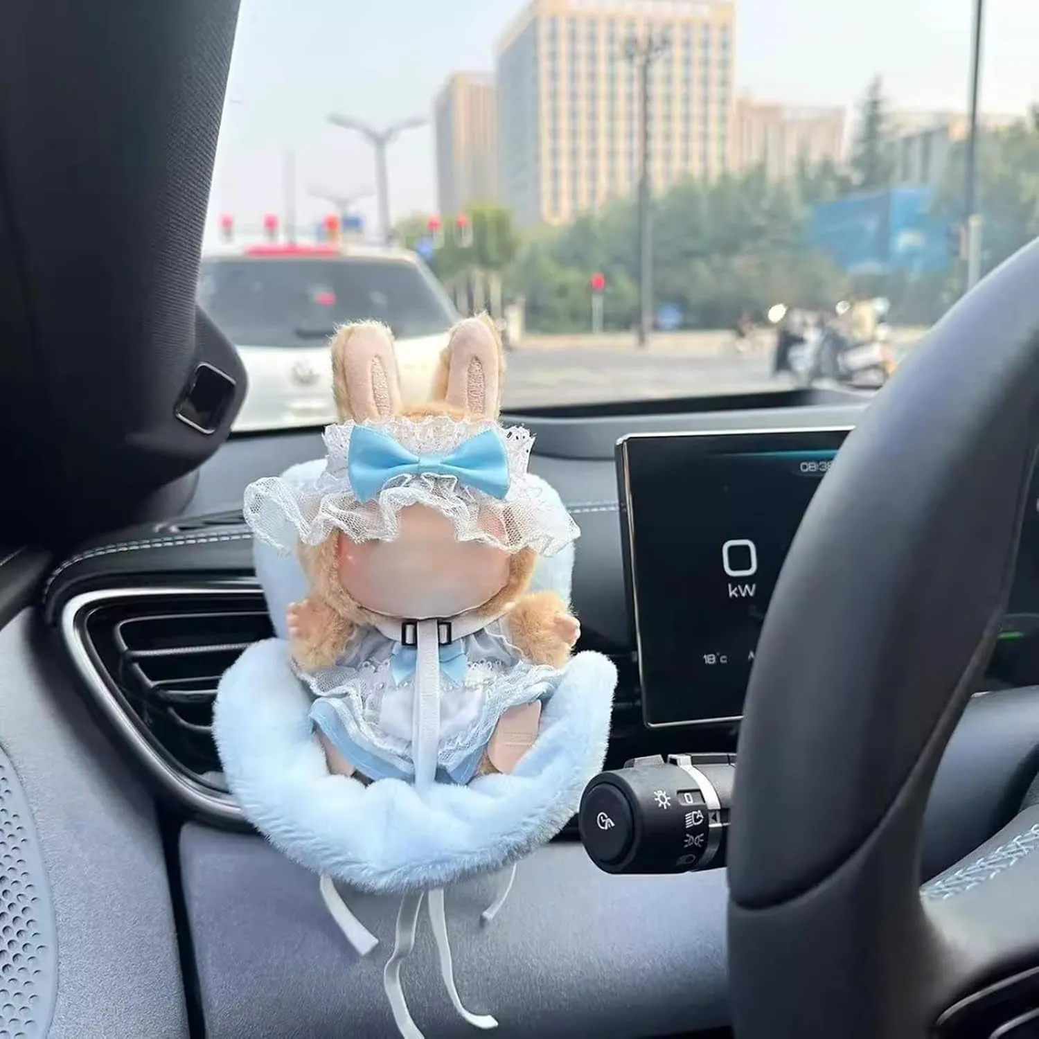Doll Car Seat for 10-17cm Dolls, Doll Have a Seat with Clips onto Car Air Vent, Adjustable Belt and Desktop Stand Display Figures Car Ornament for Blind Box Doll Fans, Collectors (G)