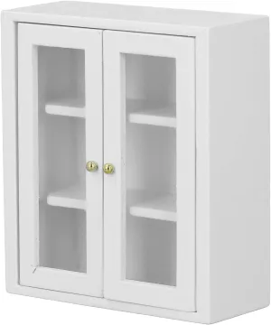 Dollhouse Kitchen Cabinet, Beautiful Imitation Wood Dollhouse Wall Cabinet (White)