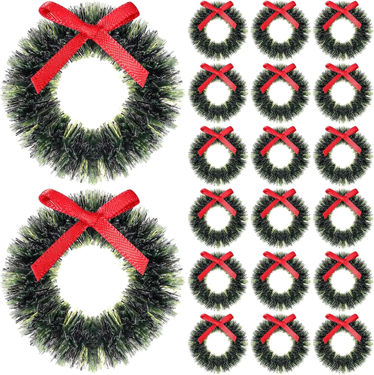 Dollhouse Miniature Christmas Wreath 1:12 Hanging Wreath Christmas Decoration Dollhouse Accessories Mini Wreaths Xmas Tree Hanging Decor for Dollhouse Holiday Festival Decorations 20pcs