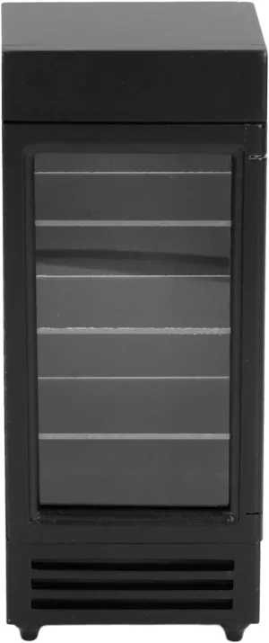 Dollhouse Vertical Refrigerator, 1:12 Scale Bright Color Dollhouse Refrigerator for Decoration Black