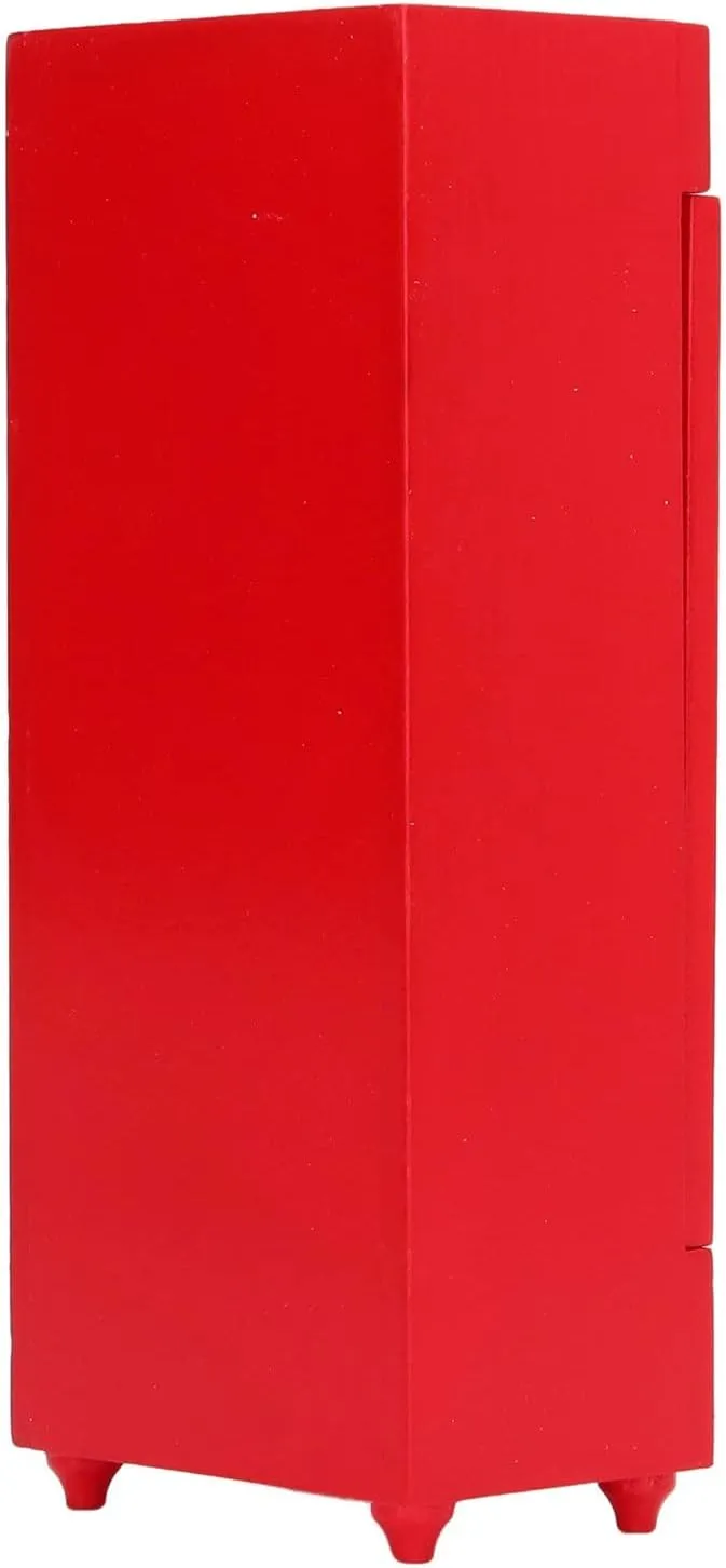 Dollhouse Vertical Refrigerator 1:12 Wood High Simulation Stimulate Bright Color Doll House Vending Machine for DIY, Dollhouse Vertical Refrigerator Doll House Freezer Machine
