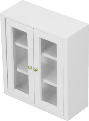 Dollhouse Wall Cabinet, Dollhouse Kitchen Cabinet Wooden for Collector for Home (White)