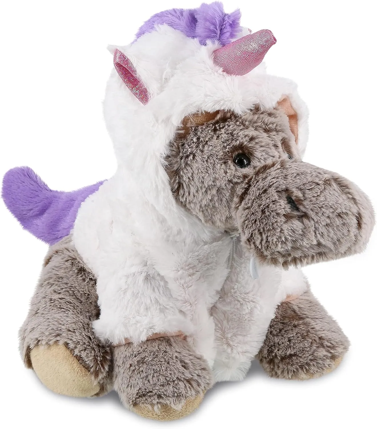 DolliBu Floppy Moose Unicorn Plush Stuffed Animal Toy - Super Soft Moosecorn Dress Up with Removable Plush Unicorn Outfit, Cute Fantasy Wildlife Gift - 11 Inches