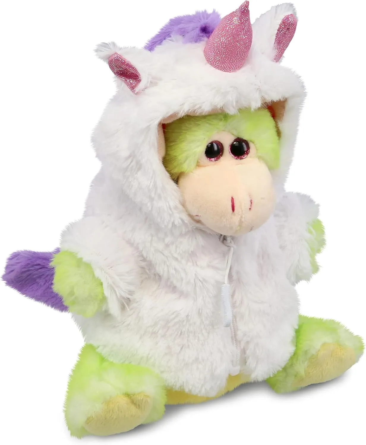 DolliBu Green Dragon Unicorn Plush Stuffed Animal Toy - Super Soft Dragoncorn Dress Up with Removable Plush Unicorn Outfit, Cute Fantasy Pet Life Gift - 8 Inches