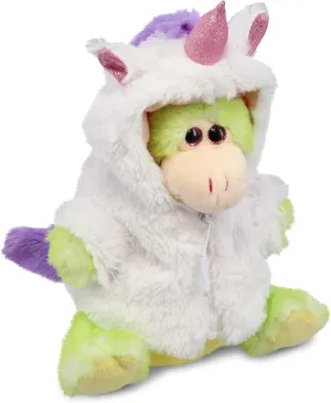DolliBu Green Dragon Unicorn Plush Stuffed Animal Toy - Super Soft Dragoncorn Dress Up with Removable Plush Unicorn Outfit, Cute Fantasy Pet Life Gift - 8 Inches
