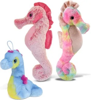 DolliBu Plush Seahorse Stuffed Toys - Soft Huggable Seahorse Plush Kit, Adorable Ocean Creature Plush Toys, Super Soft Plush Doll Sea Life Toys for Kids and Adults - 3 Pack