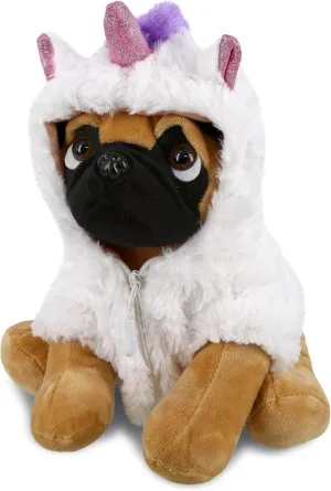 DolliBu Pug Unicorn Plush Stuffed Animal Toy - Super Soft Dogcorn Dress Up with Removable Plush Unicorn Outfit, Cute Fantasy Wildlife Gift - 9 Inch