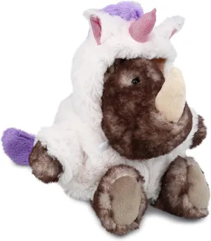 DolliBu Sitting Brown Rhino Unicorn Plush Stuffed Animal Toy - Super Soft Rhino Unicorn Dress Up with Removable Unicorn Plush Outfit, Cute Fantasy Gift - 5.5 Inches