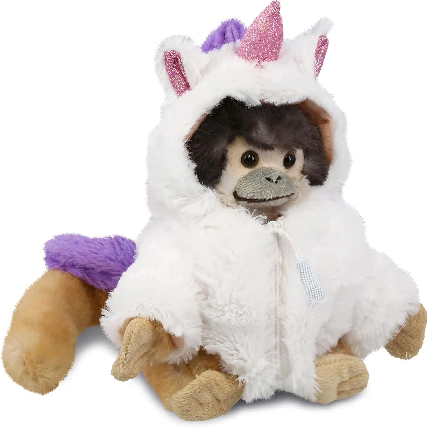 DolliBu Squirrel Monkey Unicorn Plush Stuffed Animal Toy - Super Soft Monkeycorn Dress Up with Removable Unicorn Plush Outfit, Cute Fantasy Gift - 12.5 Inches