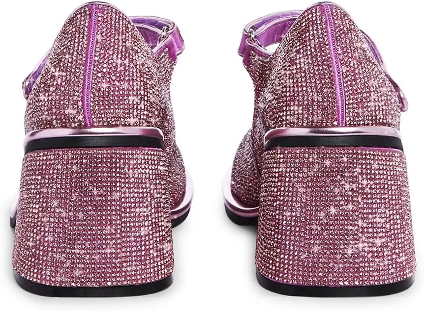 Dolls Kill Desire Me Rhinestone Mary Janes by Sugar Thrillz – Pumps with Sparkling Rhinestones, Block Heels, and Hook-and-Loop Closure, Perfect for Parties and Nights Out