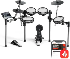 Donner Beat Electronic Drum Set, Electric Drum Kit with Quiet Mesh Drum Pads, 12" Cymbals w/Choke, 100 Kits and 1100  Sounds, Sticks, USB MIDI, DONNER PLAY app (5 Pads, 3 Cymbals)