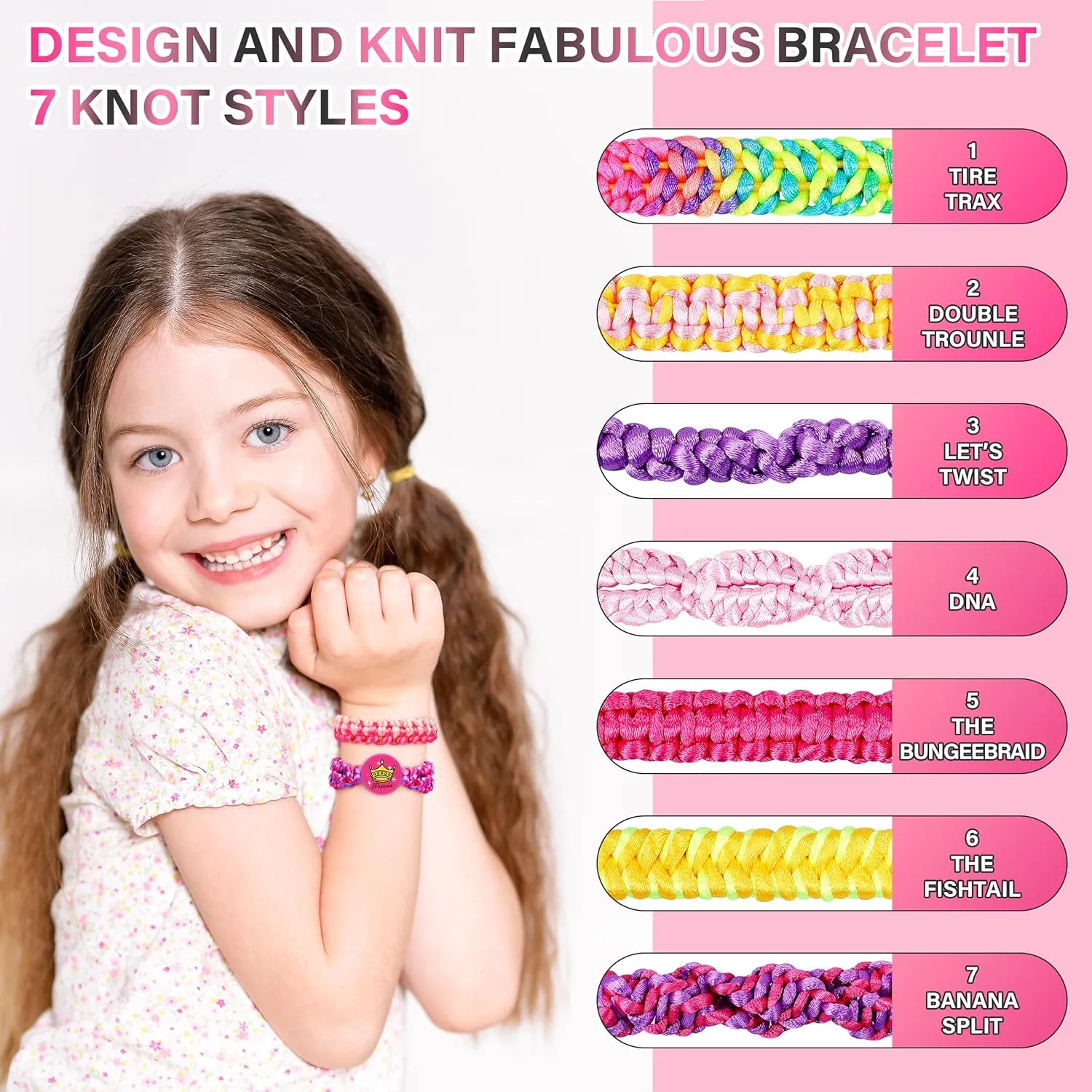 Dpai Friendship Bracelet Making Kit for Girls,DIY Arts and Crafts Toys,Jewelry String Maker Kit,The Best Birthday Gifts Ideas for Girls 6 7 8 9 10 11 12  Years Old（Rose and Black