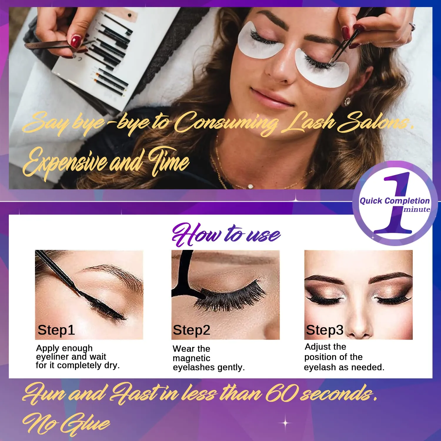 DUOERLA Magnetic Eyelashes Magnetic Lashes 3D Cat Eye Luxury Volume Curl with Eyeliner Kit,Upgraded Long Lasting,Reusable,Easy,Vegan & Cruelty Free 10 Pairs with Applicator,