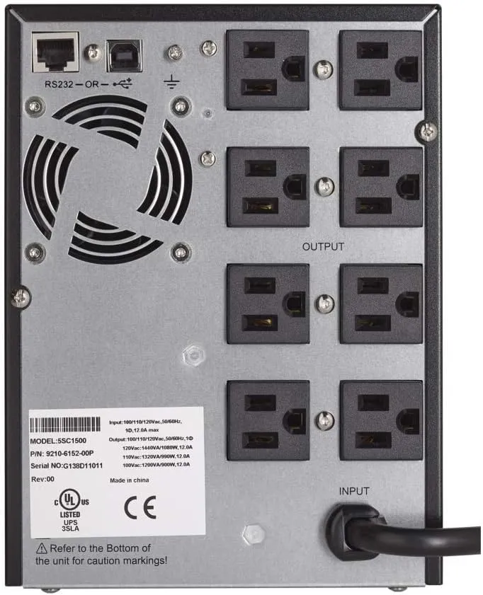 Eaton 5SC1500 Pure Sinewave UPS Battery Backup, 1440VA / 1080W, AVR, LCD Display, Line Interactive