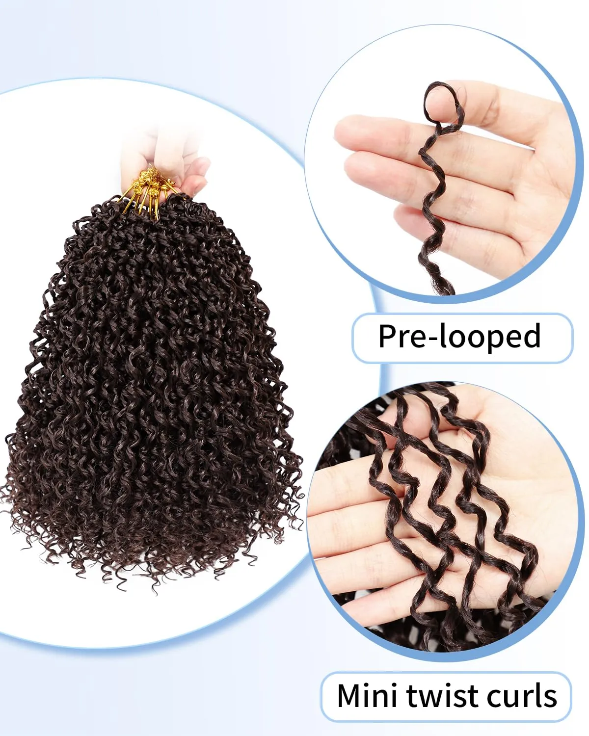 Eerya 10 Inch Yanky Twist Crochet Hair for Women 8 Packs Fluffy Prelooped Senegalese Spring Mini Yankee Yaki Twists Crochet Braids Synthetic Braiding Hair Extensions (10 inch, #4)