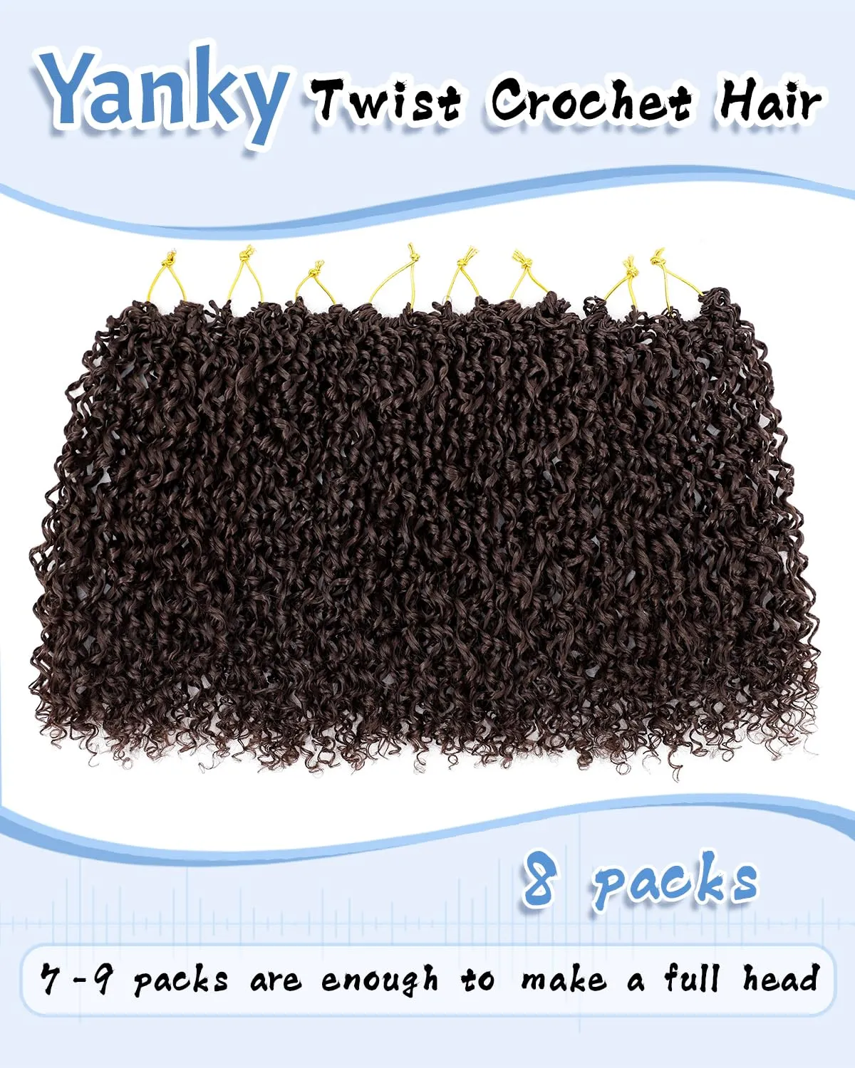 Eerya 10 Inch Yanky Twist Crochet Hair for Women 8 Packs Fluffy Prelooped Senegalese Spring Mini Yankee Yaki Twists Crochet Braids Synthetic Braiding Hair Extensions (10 inch, #4)