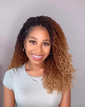 Eerya 10 Inch Yanky Twist Crochet Hair for Women 8 Packs Fluffy Prelooped Senegalese Spring Mini Yankee Yaki Twists Crochet Braids Synthetic Braiding Hair Extensions (10 inch, T1B/30/27)