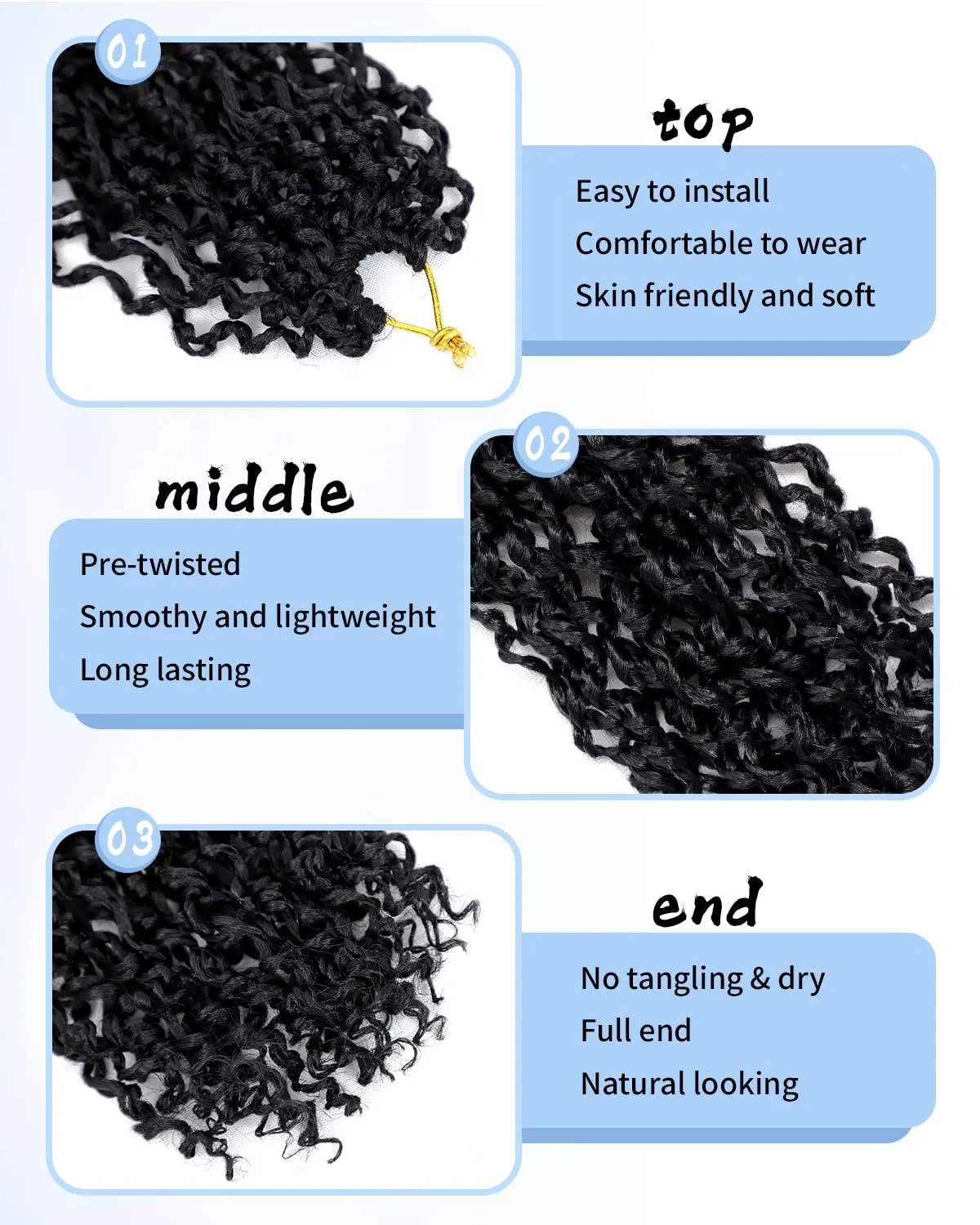 Eerya 8 Inch Yanky Twist Crochet Hair for Women 8 Packs Fluffy Prelooped Senegalese Spring Mini Yankee Yaki Twists Crochet Braids Synthetic Braiding Hair Extensions (8 inch, 1B)