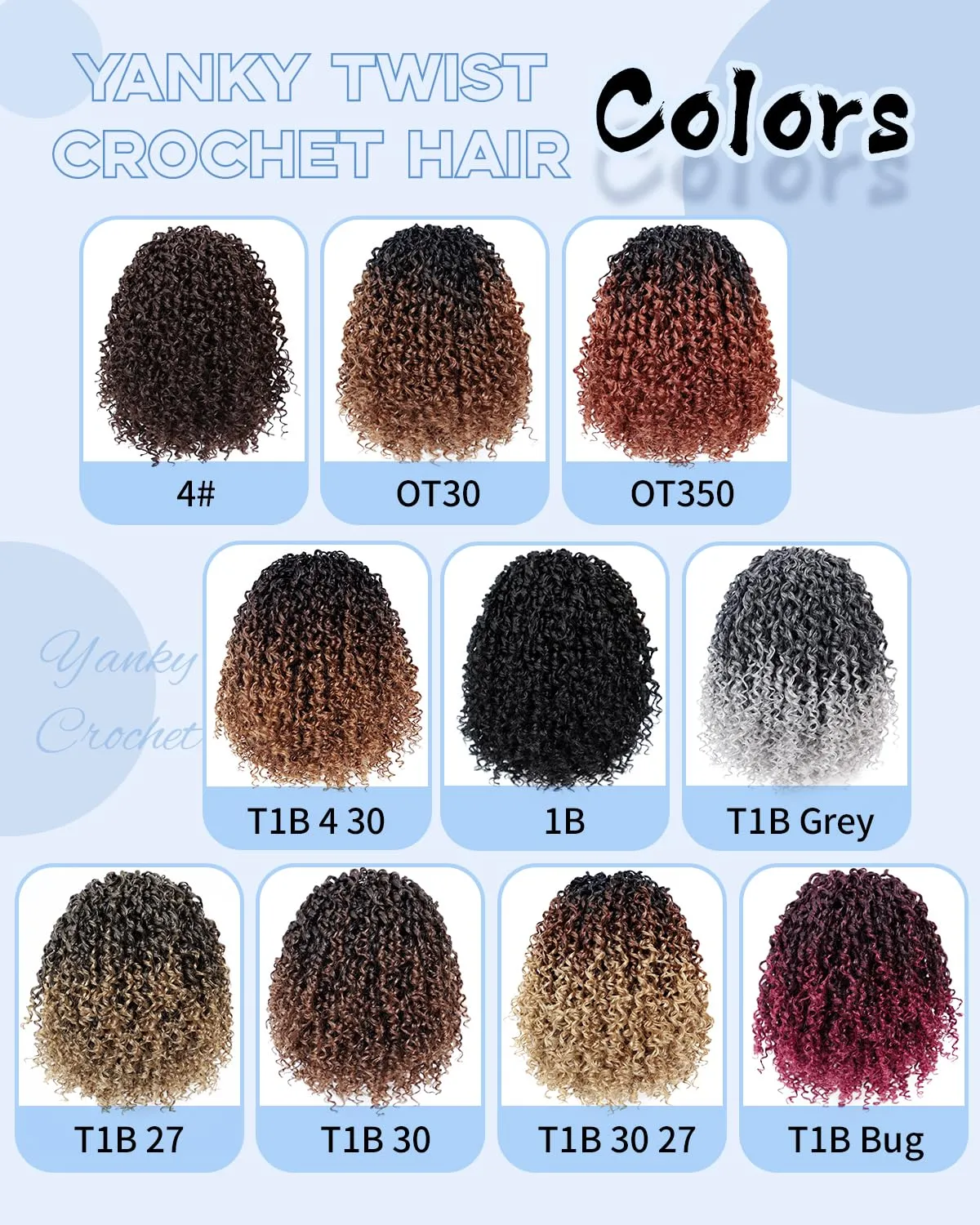 Eerya 8 Inch Yanky Twist Crochet Hair for Women 8 Packs Fluffy Prelooped Senegalese Spring Mini Yankee Yaki Twists Crochet Braids Synthetic Braiding Hair Extensions (8 inch, 1B)