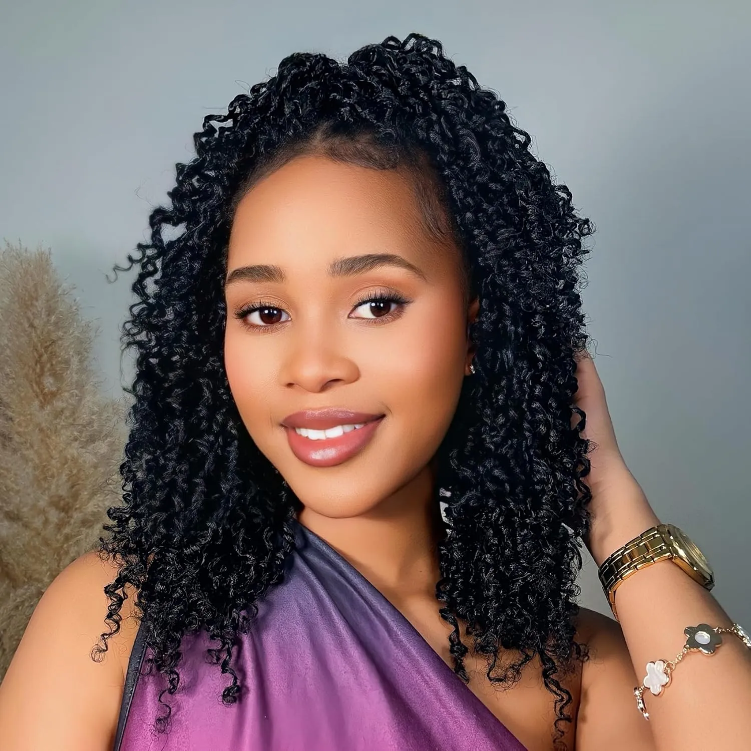 Eerya 8 Inch Yanky Twist Crochet Hair for Women 8 Packs Fluffy Prelooped Senegalese Spring Mini Yankee Yaki Twists Crochet Braids Synthetic Braiding Hair Extensions (8 inch, 1B)