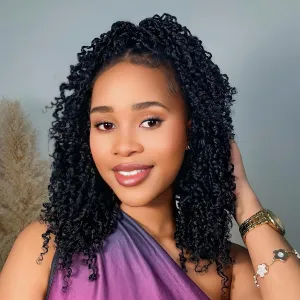 Eerya 8 Inch Yanky Twist Crochet Hair for Women 8 Packs Fluffy Prelooped Senegalese Spring Mini Yankee Yaki Twists Crochet Braids Synthetic Braiding Hair Extensions (8 inch, 1B)