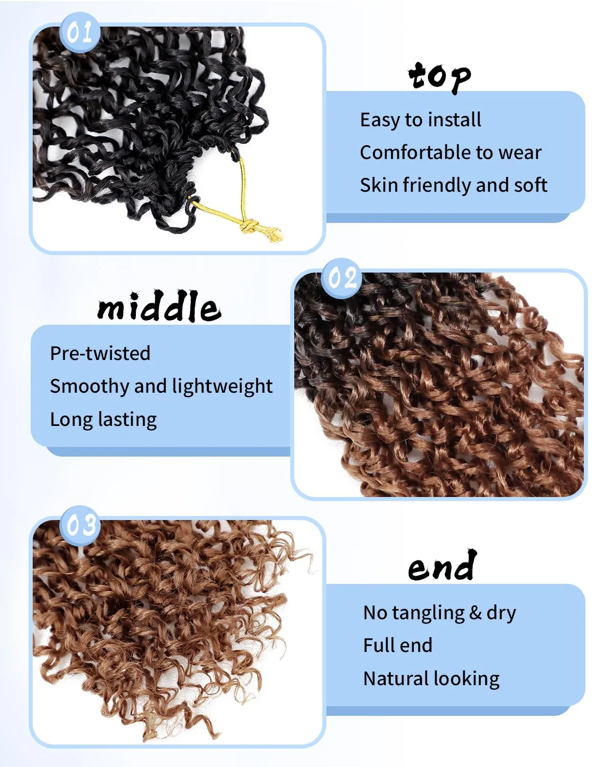 Eerya 8 Inch Yanky Twist Crochet Hair for Women 8 Packs Fluffy Prelooped Senegalese Spring Mini Yankee Yaki Twists Crochet Braids Synthetic Braiding Hair Extensions (8 inch, OT30)