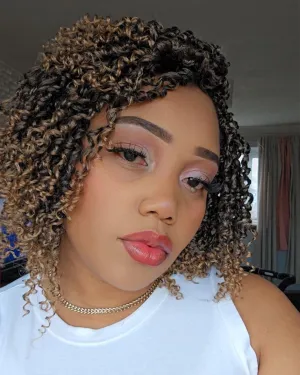 Eerya 8 Inch Yanky Twist Crochet Hair for Women 8 Packs Fluffy Prelooped Senegalese Spring Mini Yankee Yaki Twists Crochet Braids Synthetic Braiding Hair Extensions (8 inch, T27)