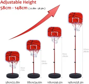 Ejoyous Portable Basketball Hoop, Height Adjustable Kids Basketball System Hoop Stand with Ball and Pump for Youth Teenagers Indoor Outdoor Basketball Playing Training