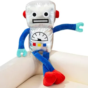 ELAINREN Ultra-Soft Robot Plush Pillow Big Funny Silver Robot Stuffed Toy Gifts/23.6''