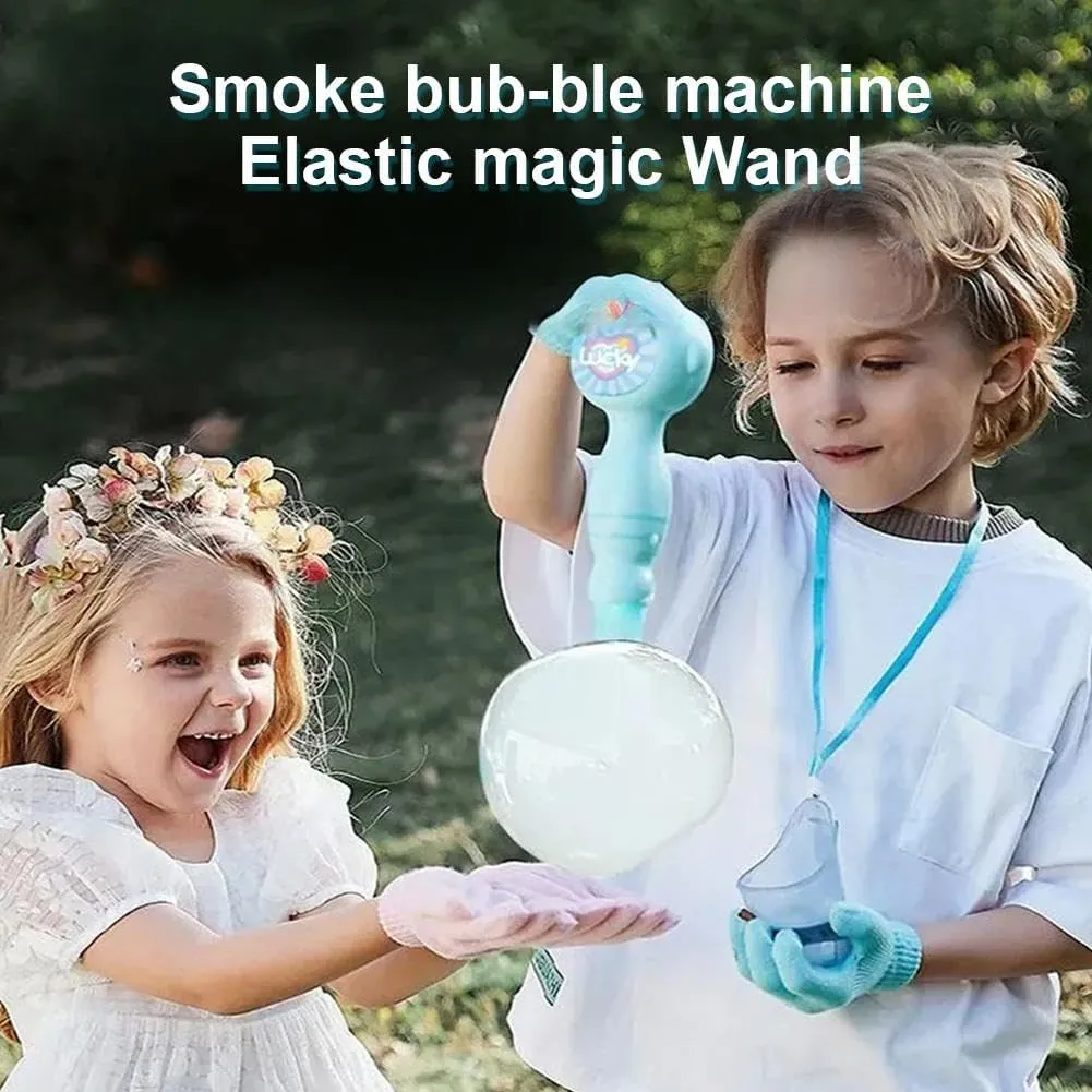 Elastic Bubble Fog Wand,Bubble Makers Machine & Elastic Magic Wand,Interactive Bubble Wands Toys,Manual Bubble Machines with Lights for Party, Wedding,Fun Summer Outdoor Games