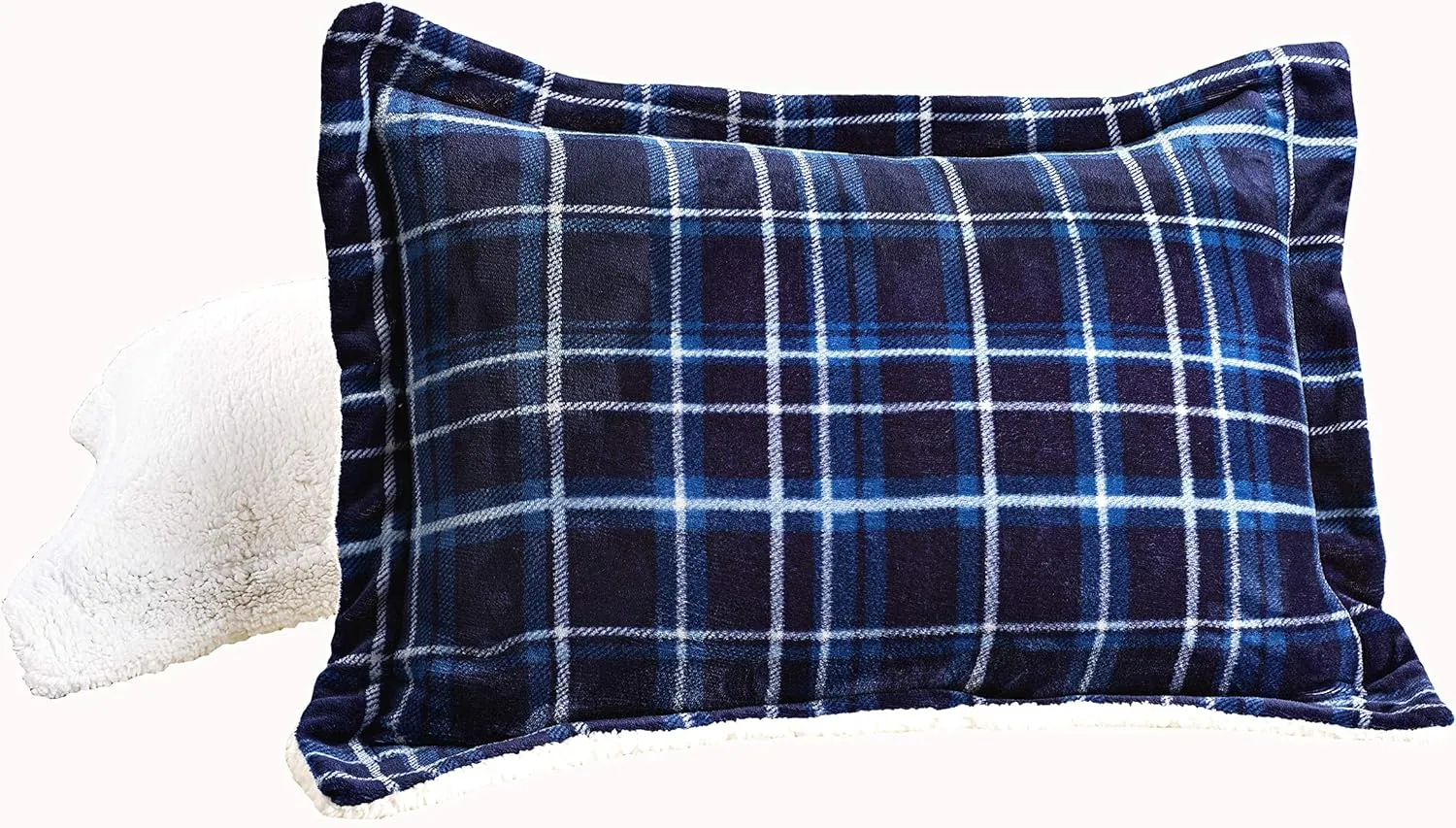 Elegant Comfort Softest, Coziest Heavy Weight Plaid Pattern Micromink Sherpa-Backing Premium Quality Down Down Alternative Micro-Suede 2-Piece Reversible Comforter Set, Twin/Twin XL, Navy Blue