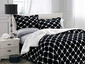 Elegant Comfort Softest, Coziest Premium Quality Heavy Weight Bloomingdale Pattern Micromink Sherpa-Backing Reversible Down Alternative Micro-Suede 3-Piece Comforter Set, King, Black