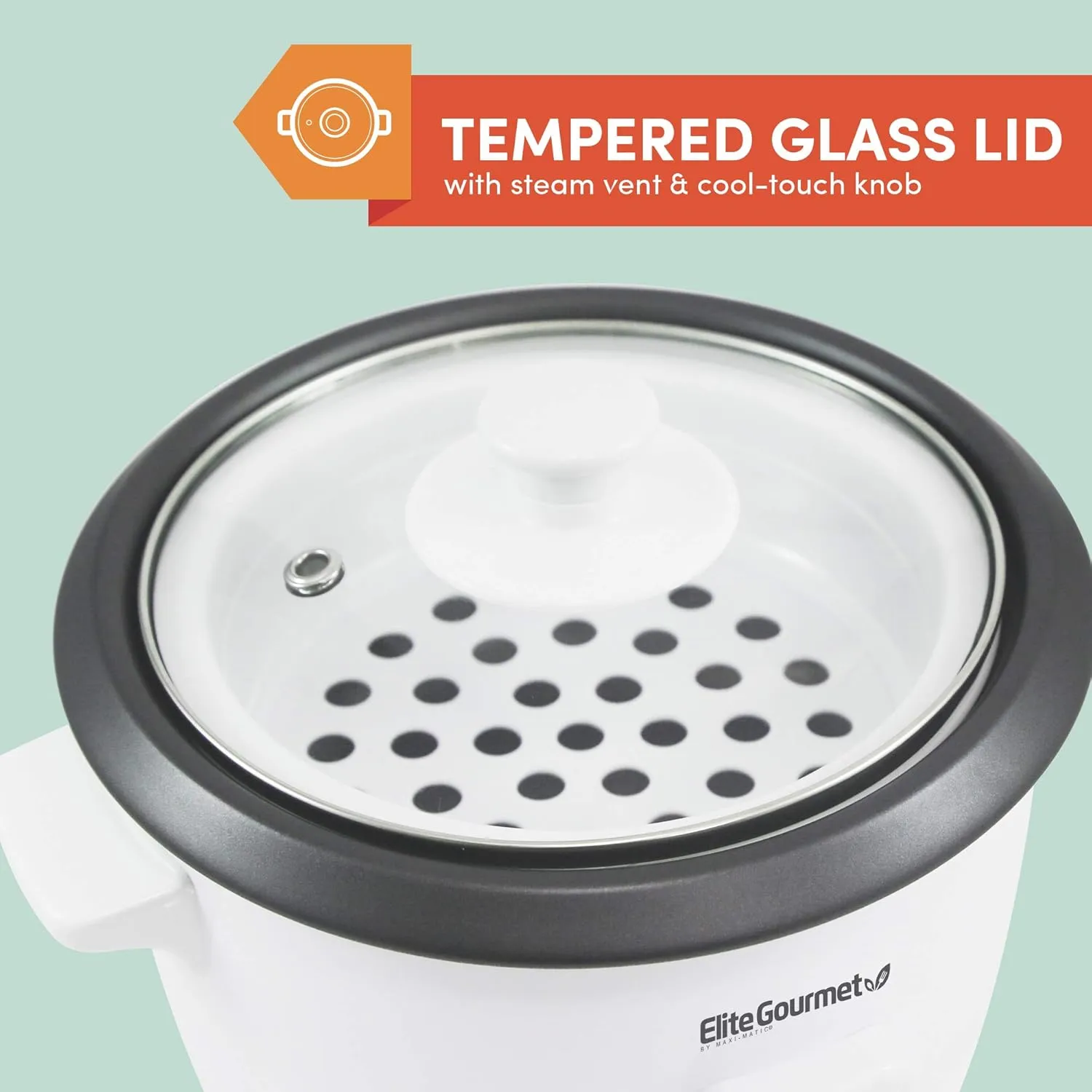 Elite Gourmet ERC-006NST# Electric Rice Cooker with Non Stick Inner Pot Makes Soups, Stews, Grains, Cereals, Keep Warm Feature, 6 Cups, White