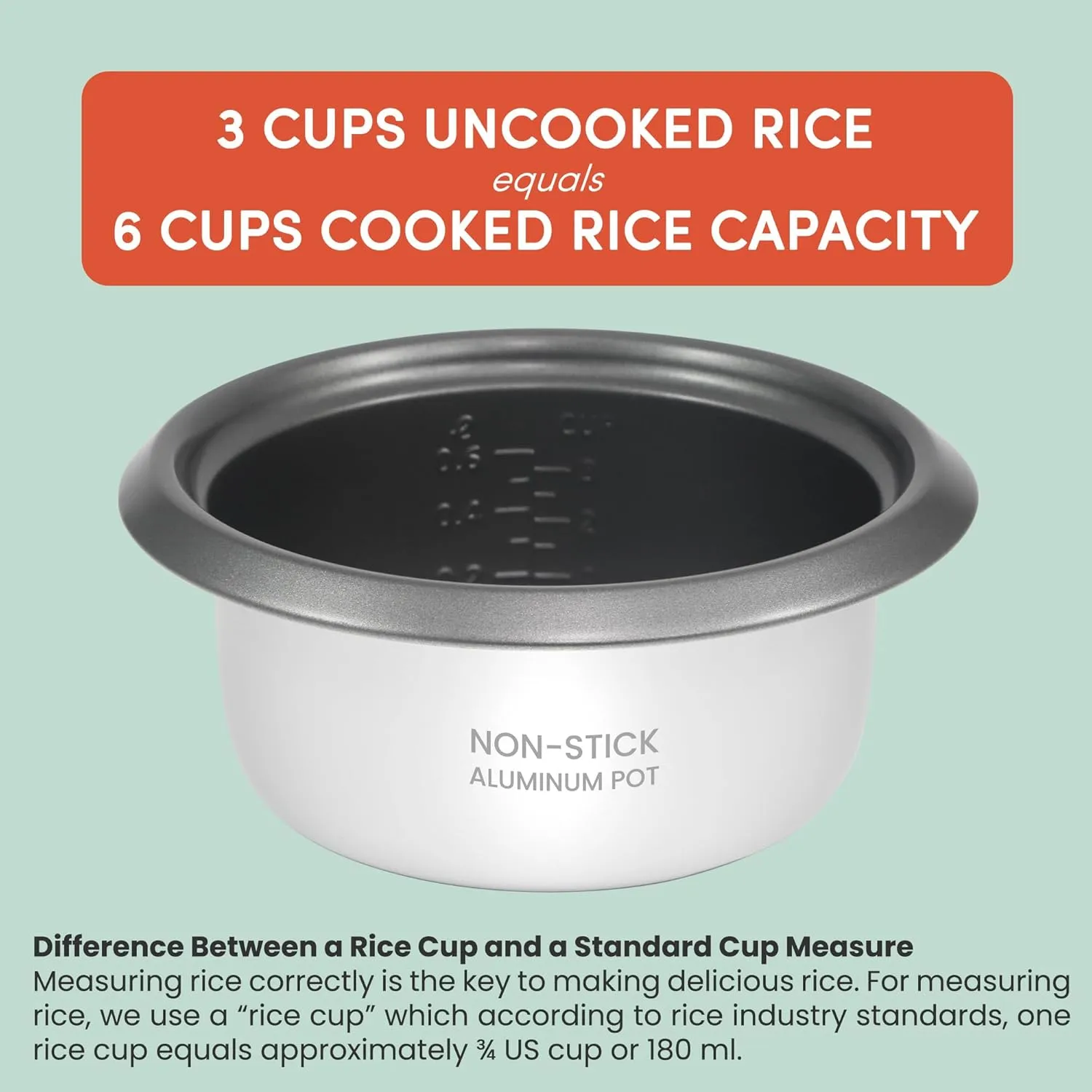 Elite Gourmet ERC-006NST# Electric Rice Cooker with Non Stick Inner Pot Makes Soups, Stews, Grains, Cereals, Keep Warm Feature, 6 Cups, White