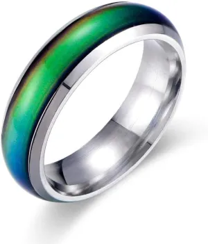 Ello Elli 6MM Mood Ring - Stainless Steel, Color Changing, Comfort Fit Band - Nostalgic/Retro Ring for Women & Men - Silver, Black, Gold, Rose Gold, Rainbow Plated