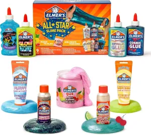 Elmer’s All-Star Slime Kit, Includes Liquid Glue, Slime Activator, and Premade Slime, 9 Count