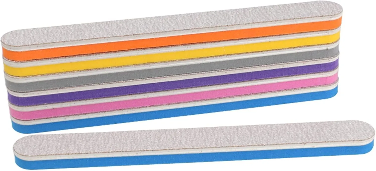 Emery Boards Nail Care kit with Nail File Buffer, 20Pcs/lot Mix Color Nail Files Buffer Sponge Double Sided Polishing Files Washable Lime a ongle 100/180