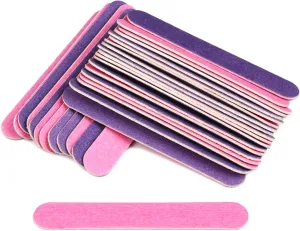 Emery Boards Nail Care kit with Nail File Buffer, 300Pcs Mini Wooden Nail File Pink/Purple Double Sided Sandpaper Buffing Sanding Files
